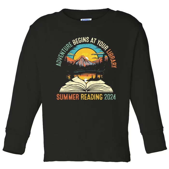 Adventure Begins At Your Library Summer Reading 2024 Vintage Toddler Long Sleeve Shirt