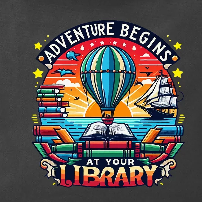 Adventure Begins At Your Library Summer Hot Balloon 2024 Zip Tote Bag