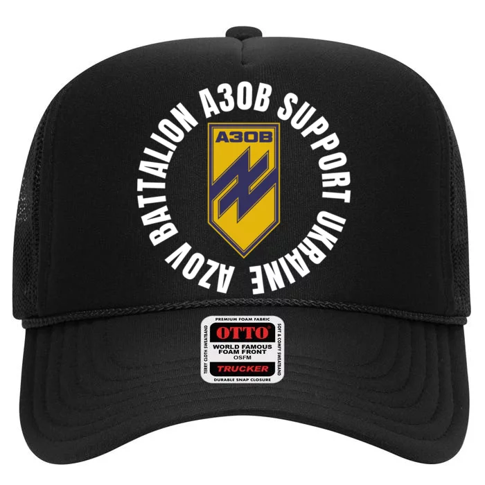 Azov Battalion A30B Support Ukraine I Stand With Ukraine High Crown Mesh Trucker Hat