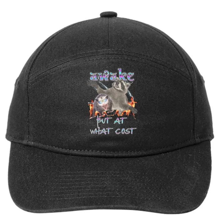 Awake But At What Cost Possum Funny 7-Panel Snapback Hat