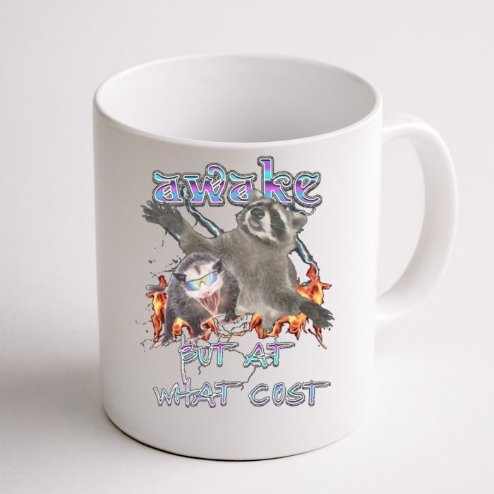 Awake But At What Cost Possum Funny Front & Back Coffee Mug