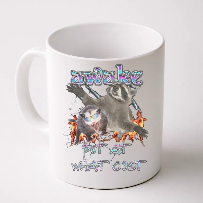 Awake But At What Cost Possum Funny Front & Back Coffee Mug