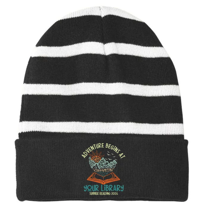 Adventure Begins At Your Library Summer Reading 2024 Striped Beanie with Solid Band