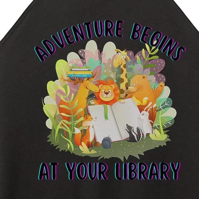 Adventure Begins At Your Library Summer Reading 2024 Animals Women’s Perfect Tri Rocker Tank