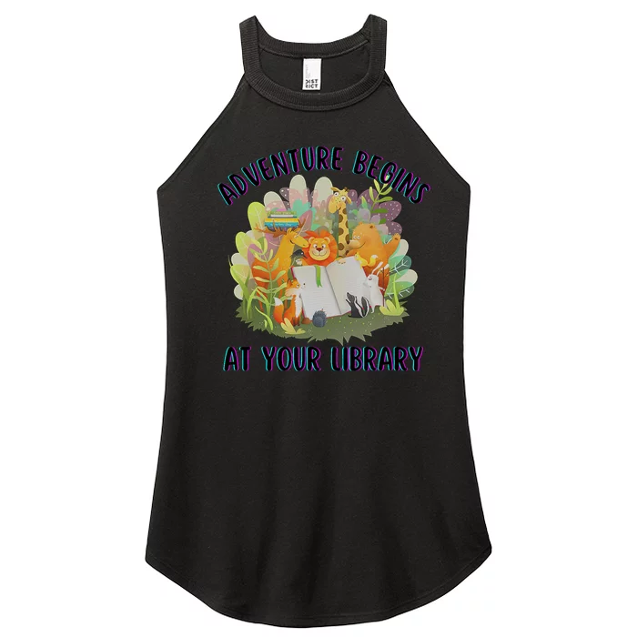 Adventure Begins At Your Library Summer Reading 2024 Animals Women’s Perfect Tri Rocker Tank