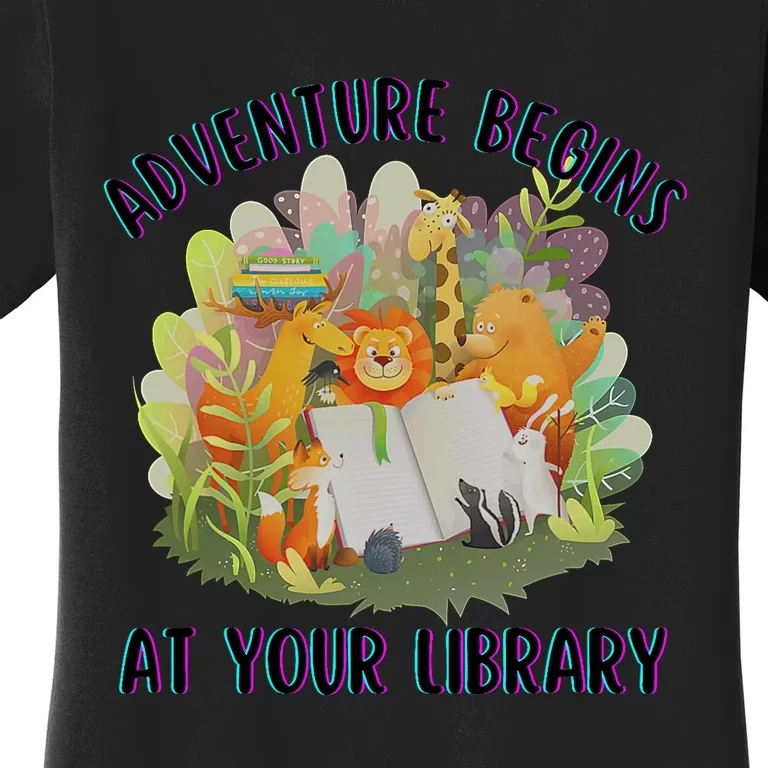 Adventure Begins At Your Library Summer Reading 2024 Animals Women's T-Shirt