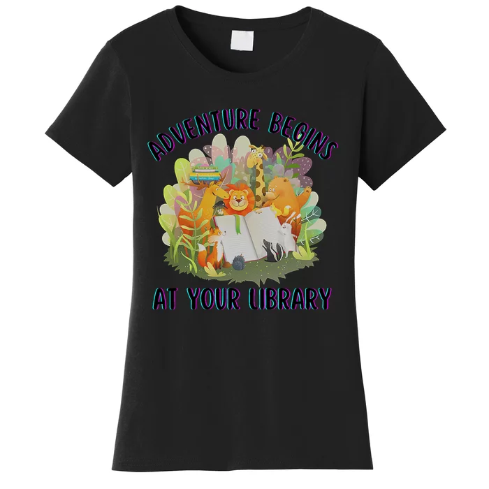 Adventure Begins At Your Library Summer Reading 2024 Animals Women's T-Shirt