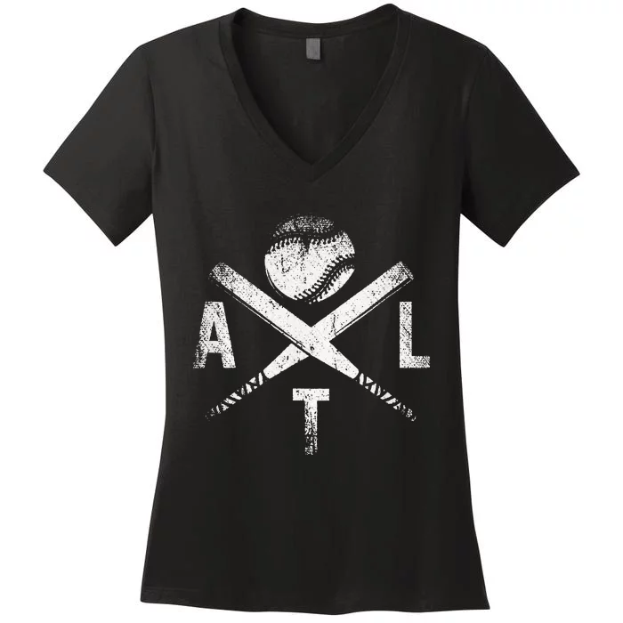 Atlanta Baseball ATL Vintage Georgia Brave Gift Women's V-Neck T-Shirt