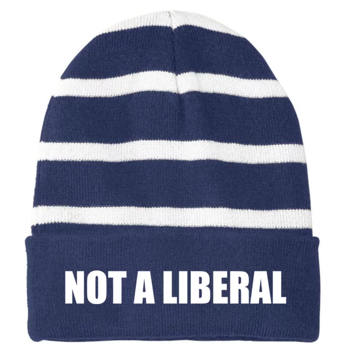 Anti Biden Anti Democrat Anti Liberal Funny Gifts Not A Liberal Striped Beanie with Solid Band