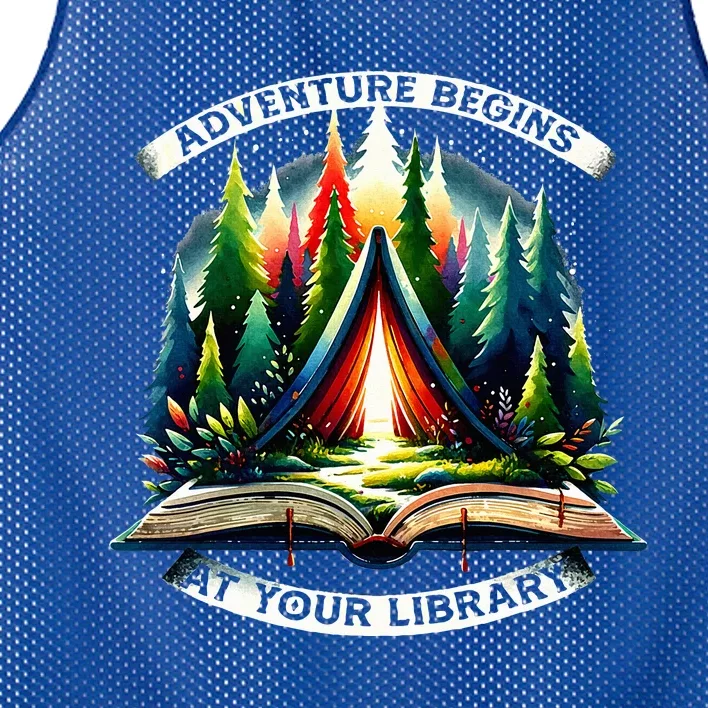 Adventure Begins At Your Library Outdoor Activities Mesh Reversible Basketball Jersey Tank