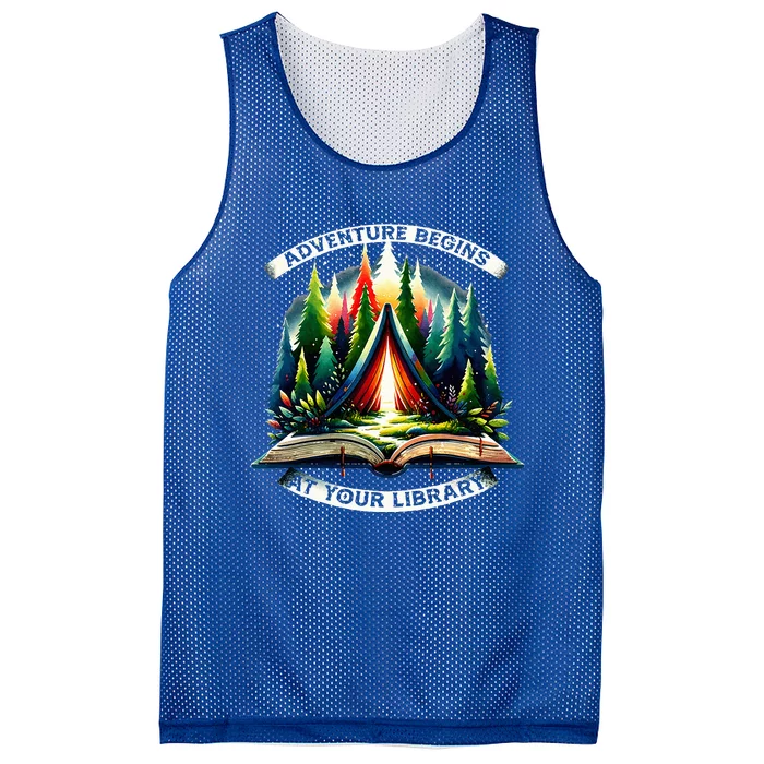 Adventure Begins At Your Library Outdoor Activities Mesh Reversible Basketball Jersey Tank