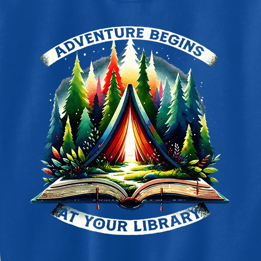 Adventure Begins At Your Library Outdoor Activities Kids Sweatshirt