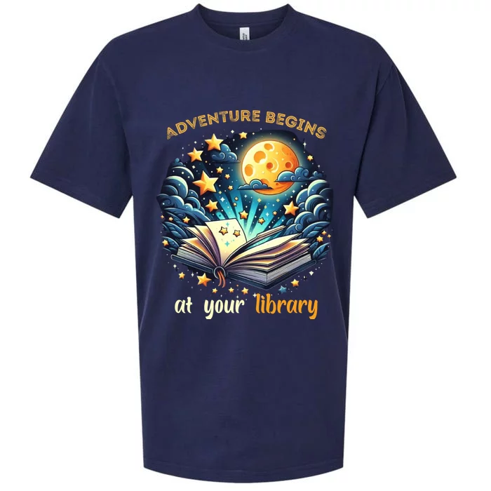 Adventure Begins At Your Library Summer Reading Program 2024 Funny Gift Sueded Cloud Jersey T-Shirt