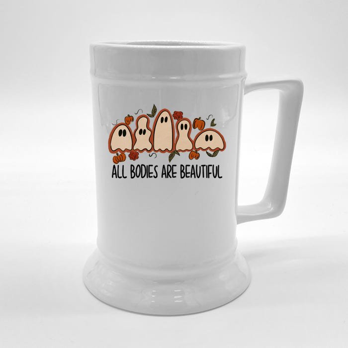 All Bodies Are Beautiful Halloween Funny Ghost Positive Front & Back Beer Stein