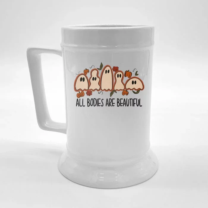 All Bodies Are Beautiful Halloween Funny Ghost Positive Front & Back Beer Stein