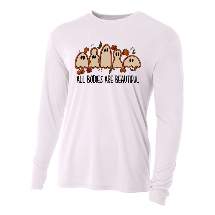 All Bodies Are Beautiful Halloween Funny Ghost Positive Cooling Performance Long Sleeve Crew