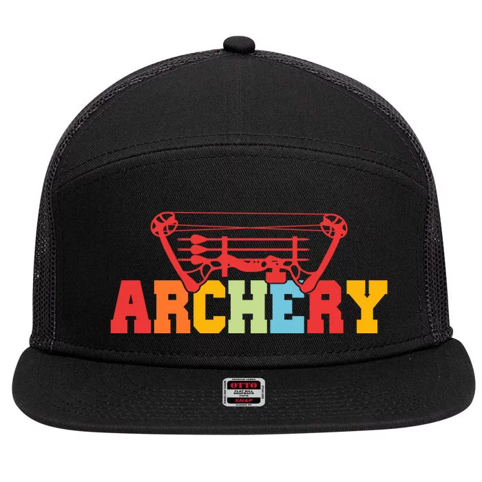 Archery Bow And Arrow Colorful Gift 7 Panel Mesh Trucker Snapback Hat