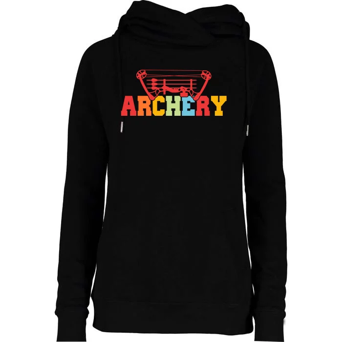 Archery Bow And Arrow Colorful Gift Womens Funnel Neck Pullover Hood