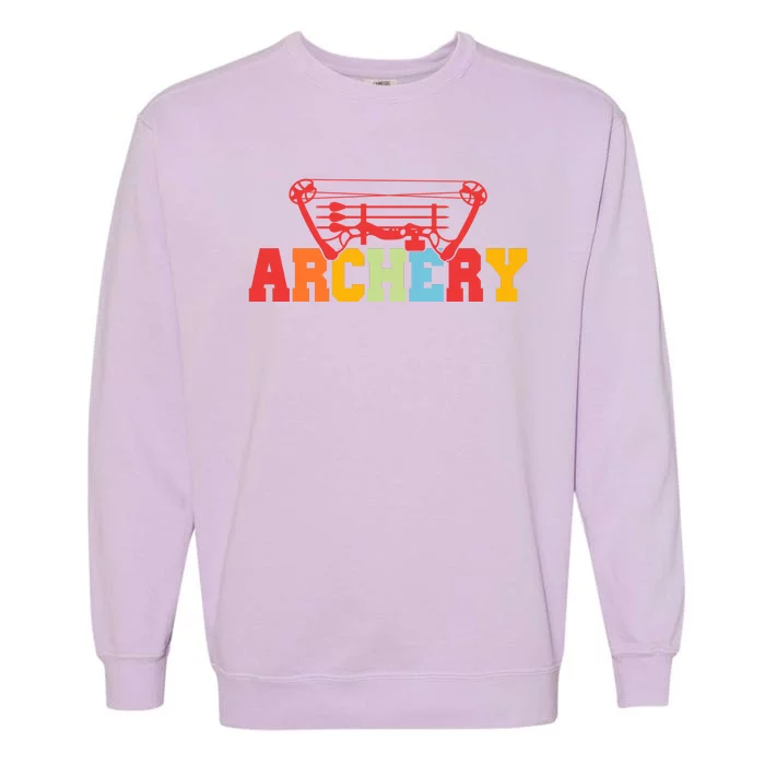 Archery Bow And Arrow Colorful Gift Garment-Dyed Sweatshirt