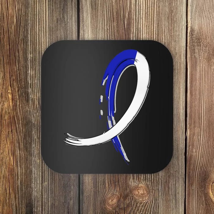 ALS Blue and White Graffiti Awareness Ribbon Coaster