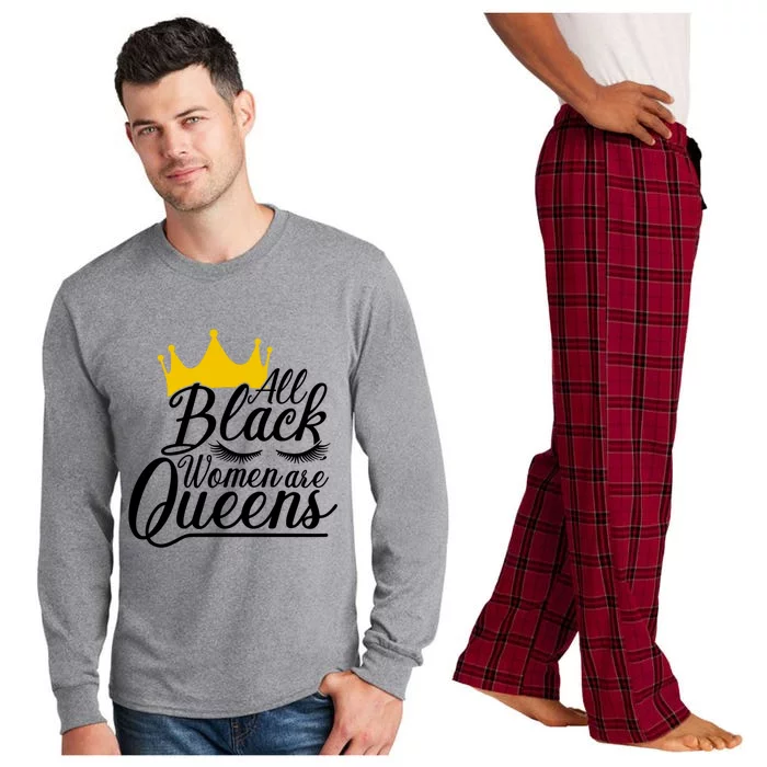 All Black Are Queens Quotes Gift Long Sleeve Pajama Set