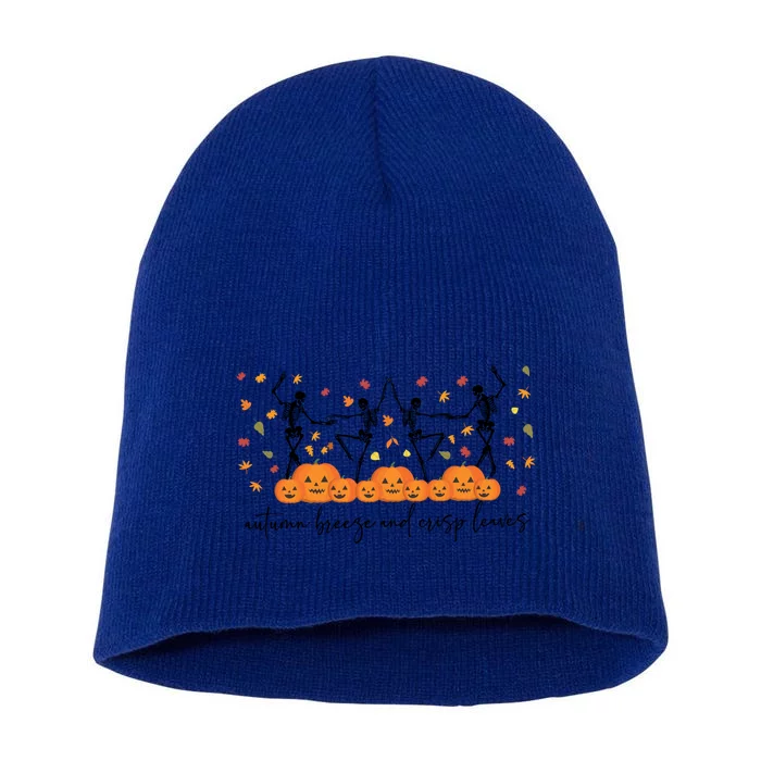 Autumn Breeze And Crispy Leaves Skeleton Dancing Halloween Gift Short Acrylic Beanie