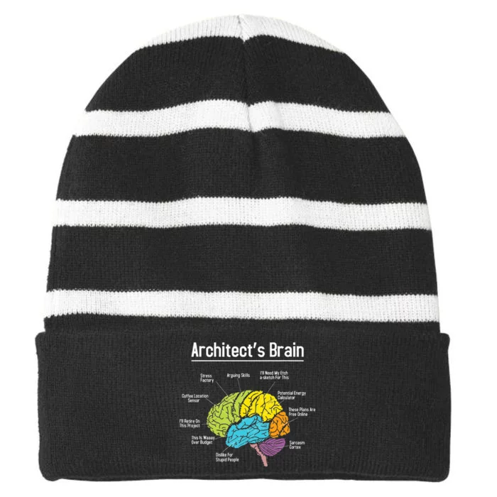 Architect's Brain Architect Architecture Design Plan Build Striped Beanie with Solid Band