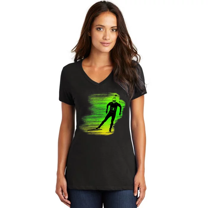 Awesome Biathlon Women's V-Neck T-Shirt