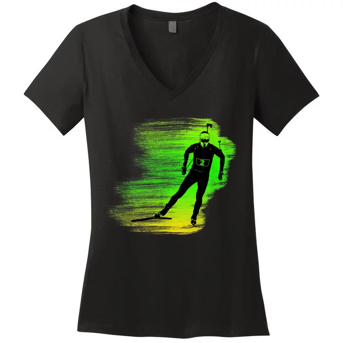 Awesome Biathlon Women's V-Neck T-Shirt