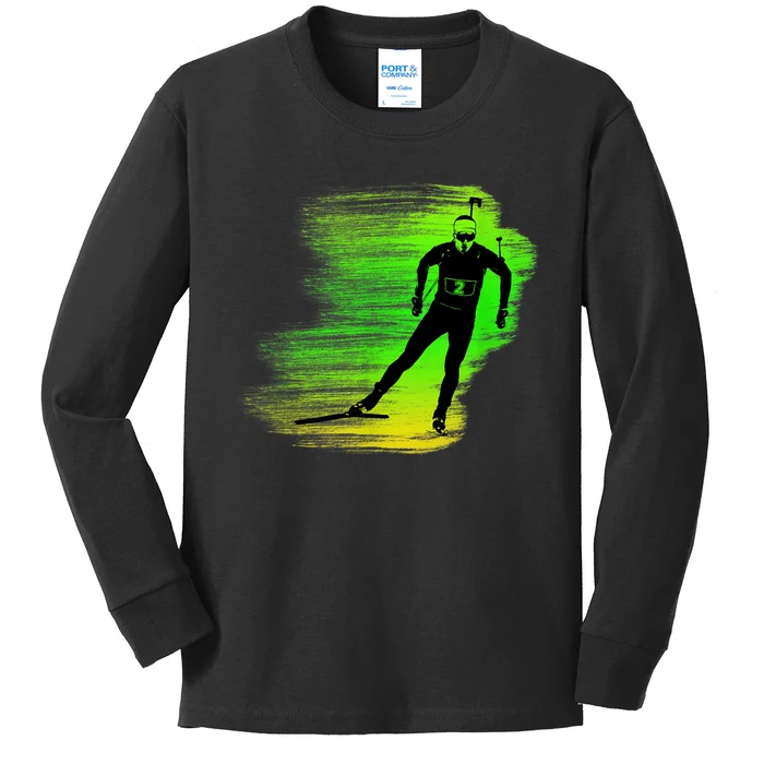 Awesome Biathlon Kids Long Sleeve Shirt