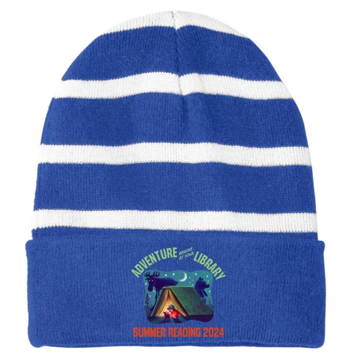 Adventure Begins At Your Library Summer Reading Program 2024 Striped Beanie with Solid Band