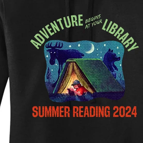 Adventure Begins At Your Library Summer Reading Program 2024 Women's Pullover Hoodie