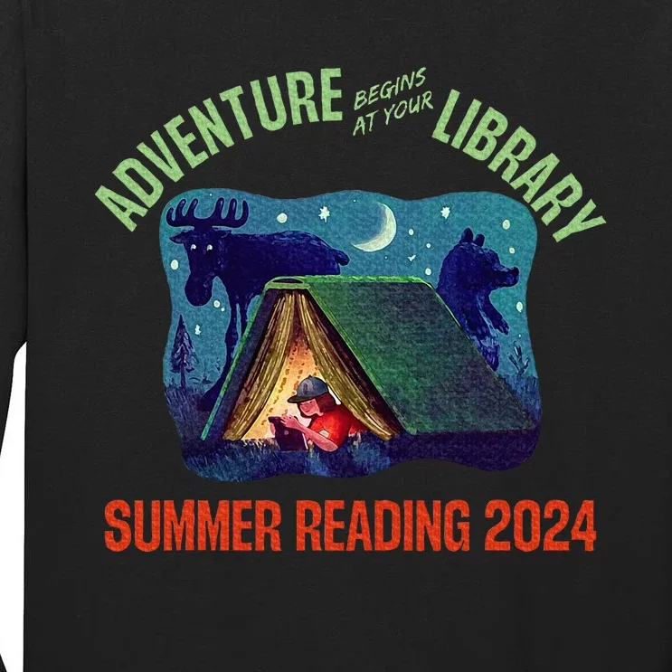 Adventure Begins At Your Library Summer Reading Program 2024 Tall Long Sleeve T-Shirt