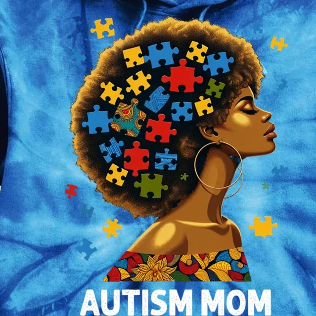 African Black Autism Mom Afro Mother Autism Awareness Mama Gift Tie Dye Hoodie