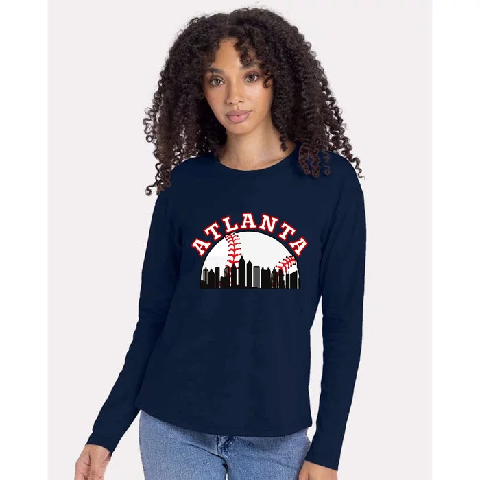 Atlanta Baseball Atlanta GA Cityscape ATL Skyline Womens Cotton Relaxed Long Sleeve T-Shirt