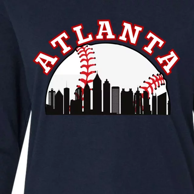 Atlanta Baseball Atlanta GA Cityscape ATL Skyline Womens Cotton Relaxed Long Sleeve T-Shirt