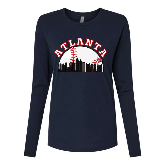 Atlanta Baseball Atlanta GA Cityscape ATL Skyline Womens Cotton Relaxed Long Sleeve T-Shirt