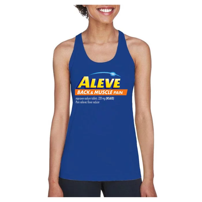 Aleve Back And Muscle Pain Nurse Pharmacy Halloween Costume Women's Racerback Tank