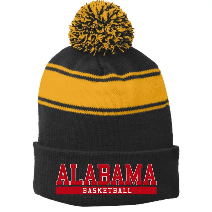 Alabama Basketball Stripe Pom Pom Beanie