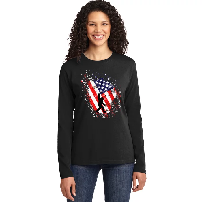 American Bigfoot Ladies Long Sleeve Shirt