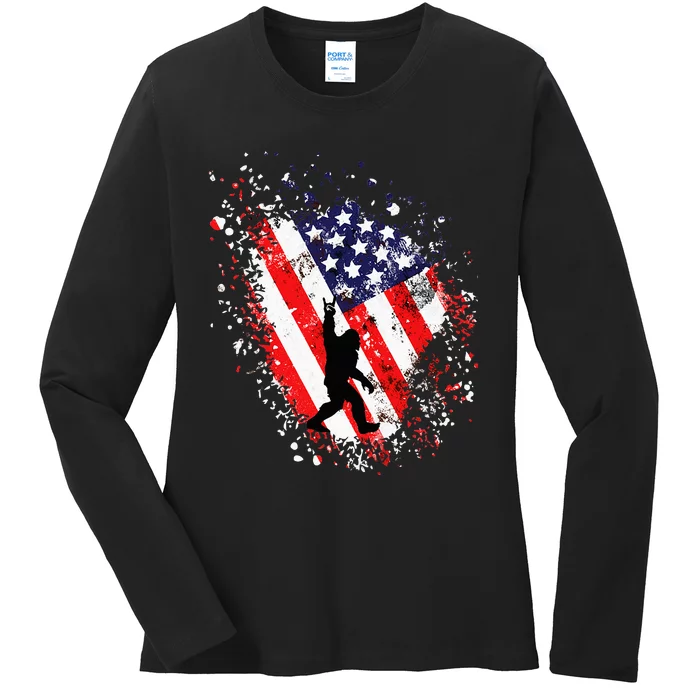 American Bigfoot Ladies Long Sleeve Shirt