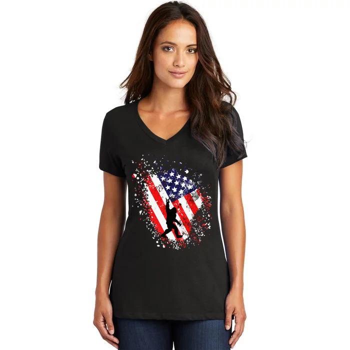 American Bigfoot Women's V-Neck T-Shirt