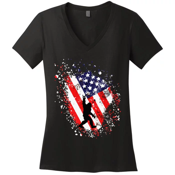 American Bigfoot Women's V-Neck T-Shirt