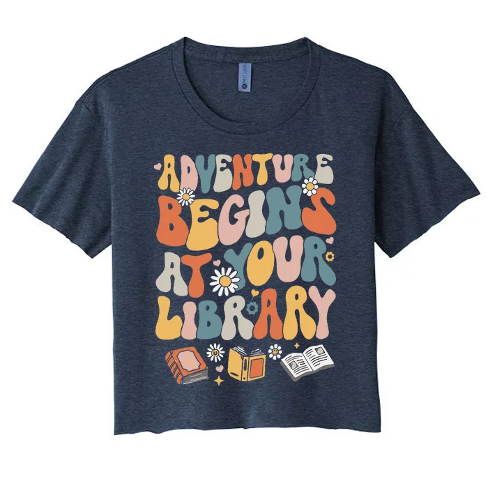 Adventure Begins At Your Library Summer Reading 2024 Flowers Women's Crop Top Tee