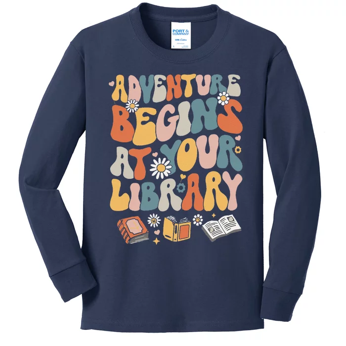 Adventure Begins At Your Library Summer Reading 2024 Flowers Kids Long Sleeve Shirt