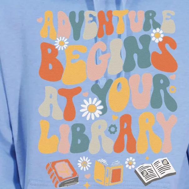 Adventure Begins At Your Library Summer Reading 2024 Flowers Unisex Surf Hoodie