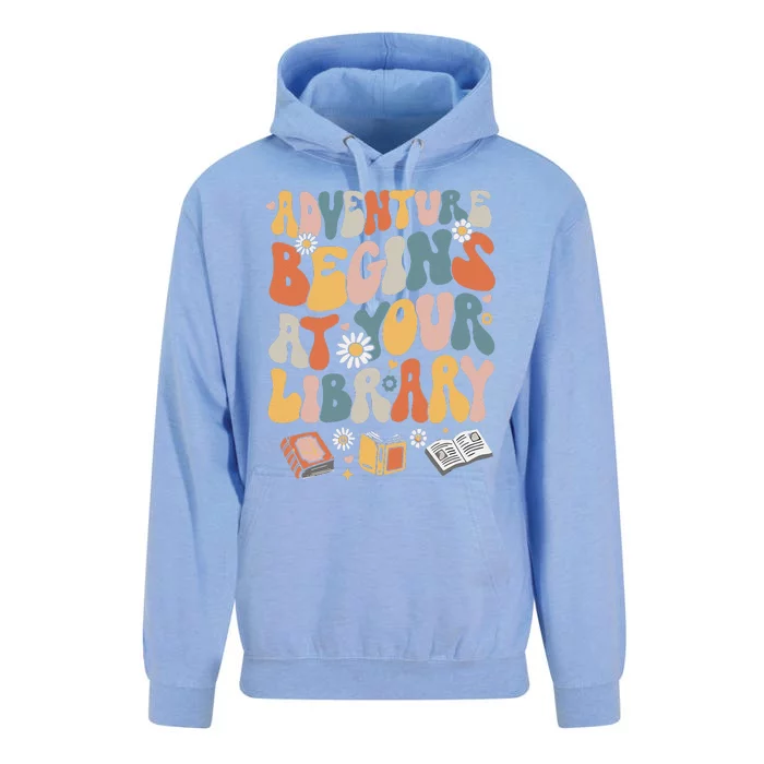 Adventure Begins At Your Library Summer Reading 2024 Flowers Unisex Surf Hoodie