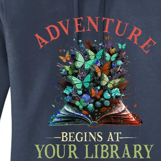 Adventure Begins At Your Library Summer Reading 2024 Flowers Women's Pullover Hoodie