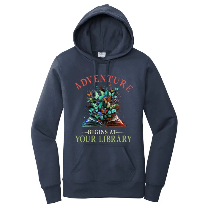 Adventure Begins At Your Library Summer Reading 2024 Flowers Women's Pullover Hoodie