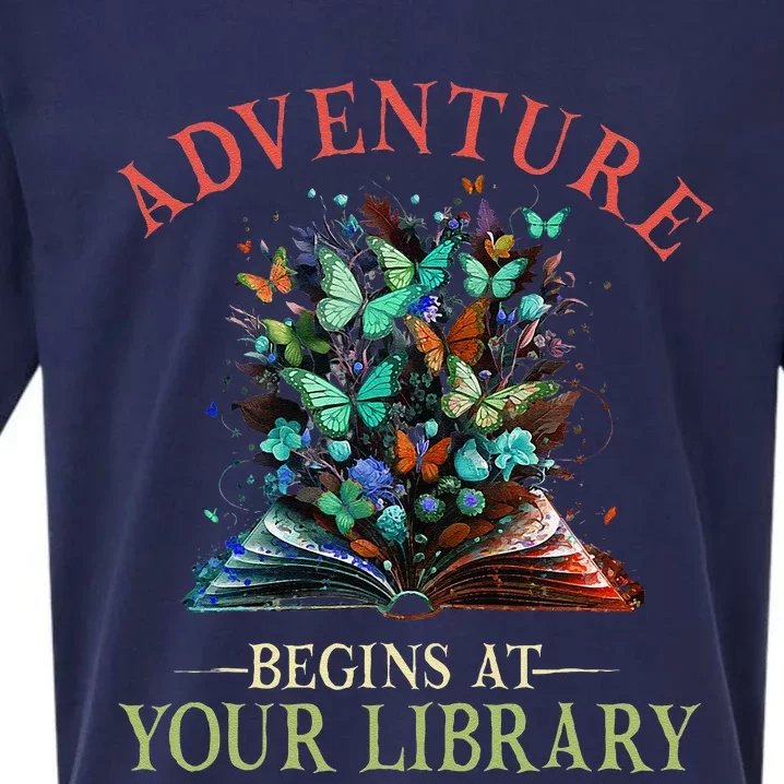 Adventure Begins At Your Library Summer Reading 2024 Flowers Sueded Cloud Jersey T-Shirt